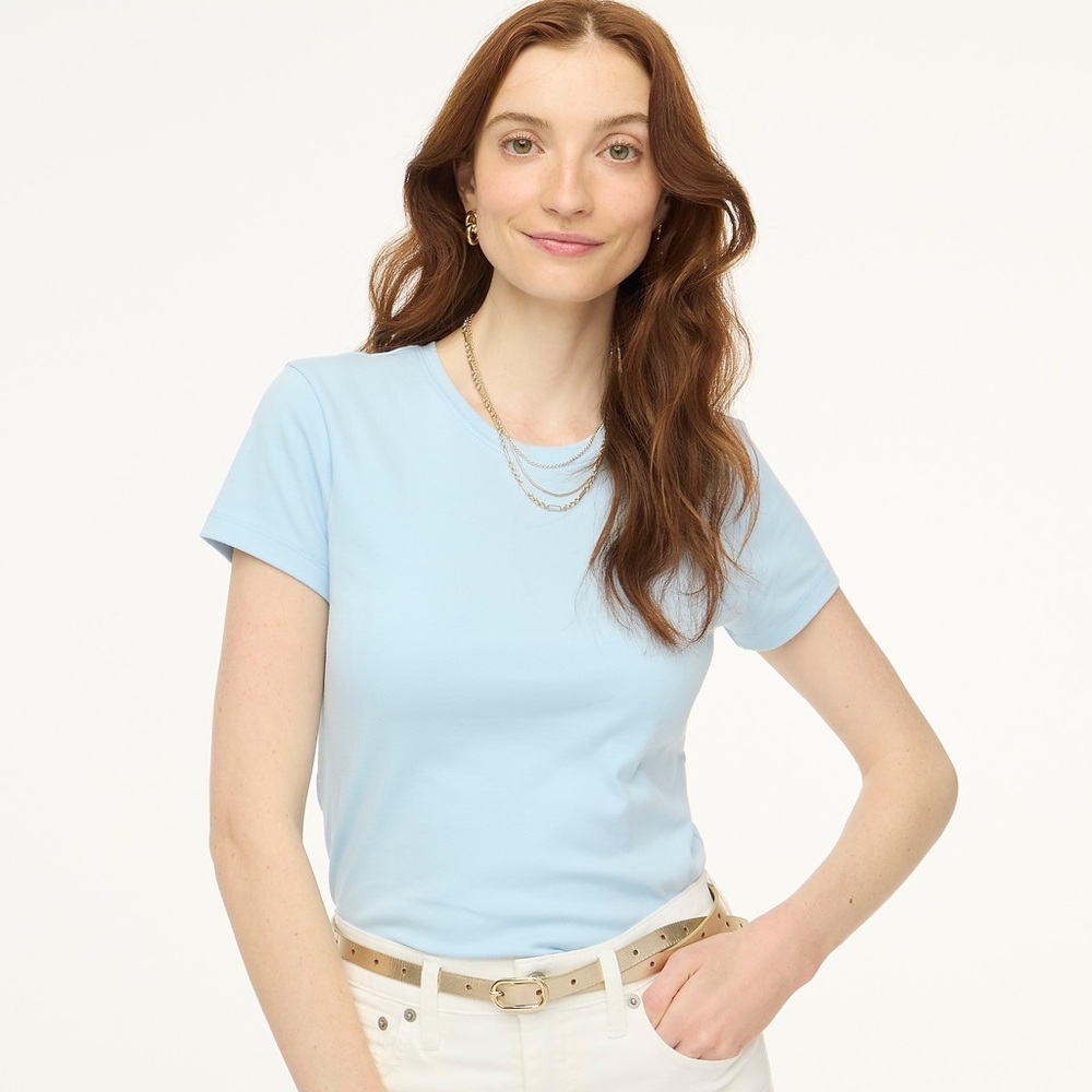 J. Crew Women's Essential short-sleeve crewneck tee Chateau Light Blue M- sliced